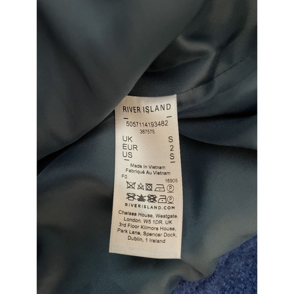 River Island London Blue Jacket Wool Blend Size Small - Picture 6 of 7